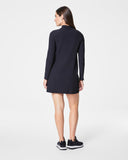 SPANXshape™ Get Moving Contour Rib Long Sleeve Zip Front Dress