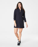 SPANXshape™ Get Moving Contour Rib Long Sleeve Zip Front Dress