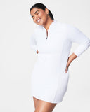 SPANXshape™ Get Moving Contour Rib Long Sleeve Zip Front Dress